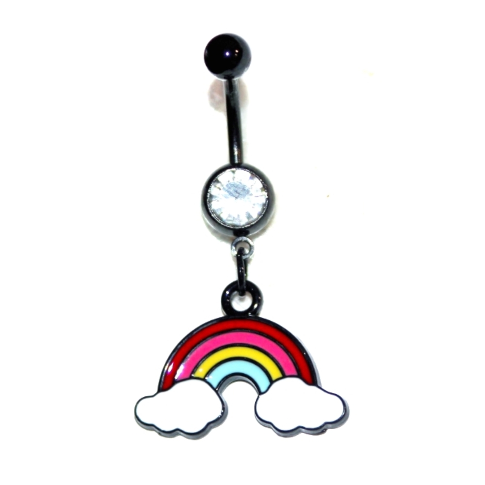 Back rainbow belly ring